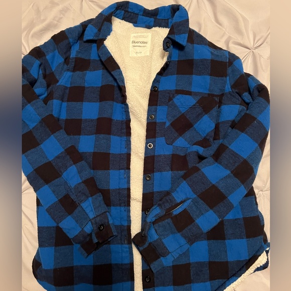 Bluenotes Fluffy Plaid Blue Flannel | XS - Picture 1 of 3